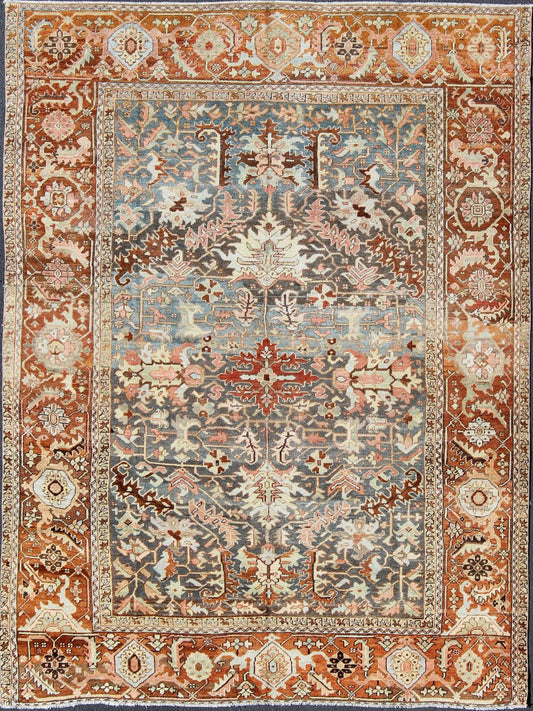 Antique Persian Bakshaish Rug with Medallions and Flower Motifs in Midnight Blue, rug c - 0901, country of origin / type: Iran / Bakshaish, circa 1910 This spectacular antique Persian Bakshaish carpet (circa 1910) features five central medallions ... - Keivan Woven ArtsC - 0901 - 633Rug