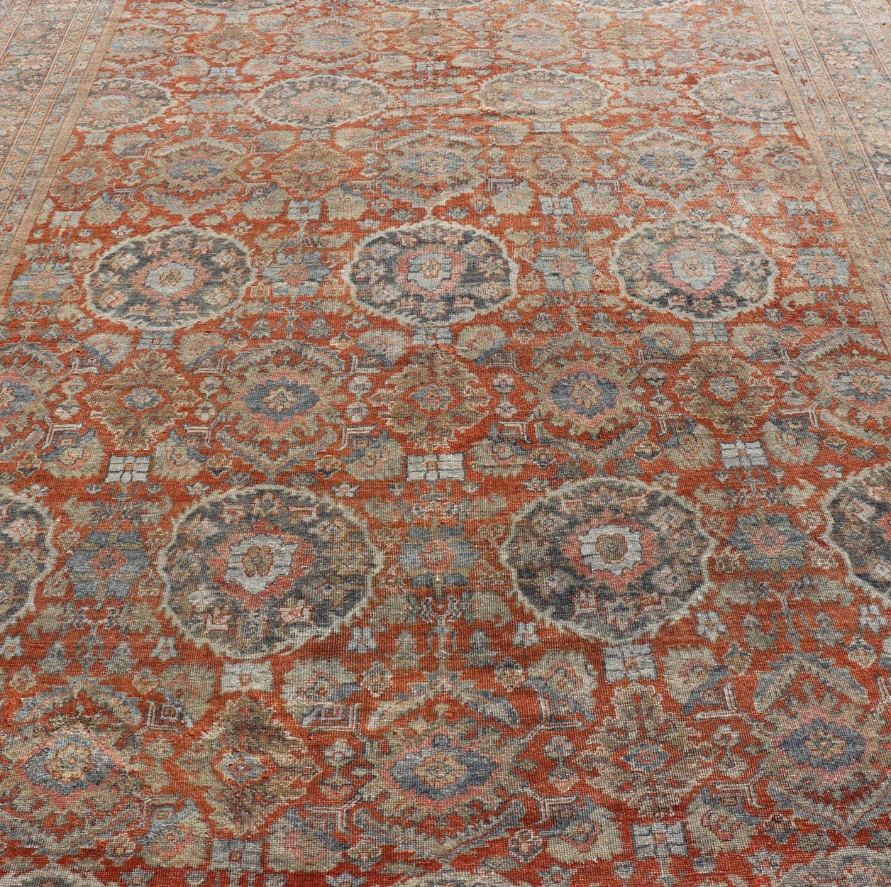 Measures: 10'2 x 13'0 Antique Persian Colorful Sultanabad Mahal Rug with All Over Floral Design. Keivan Woven Arts; rug C - 0920, country of origin / type: Iran / Mahal, circa 1930. This 1930 colorful antique Persian Sultanabad Mahal rug displ... - Keivan Woven ArtsC - 0920 - 505Rug