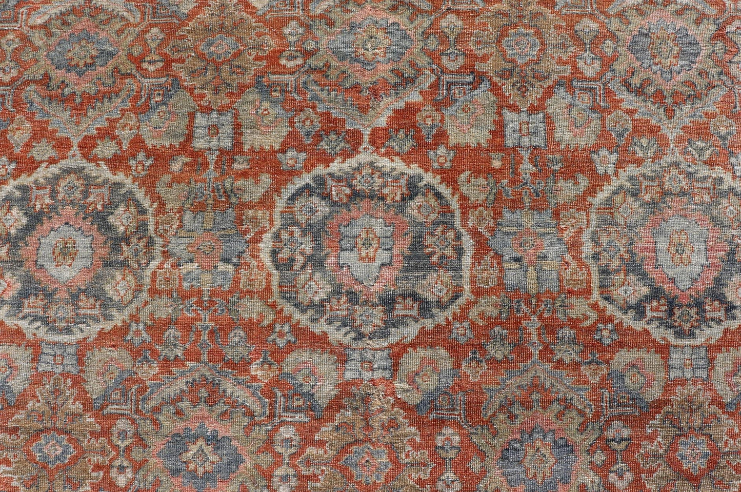 Measures: 10'2 x 13'0 Antique Persian Colorful Sultanabad Mahal Rug with All Over Floral Design. Keivan Woven Arts; rug C - 0920, country of origin / type: Iran / Mahal, circa 1930. This 1930 colorful antique Persian Sultanabad Mahal rug displ... - Keivan Woven ArtsC - 0920 - 505Rug