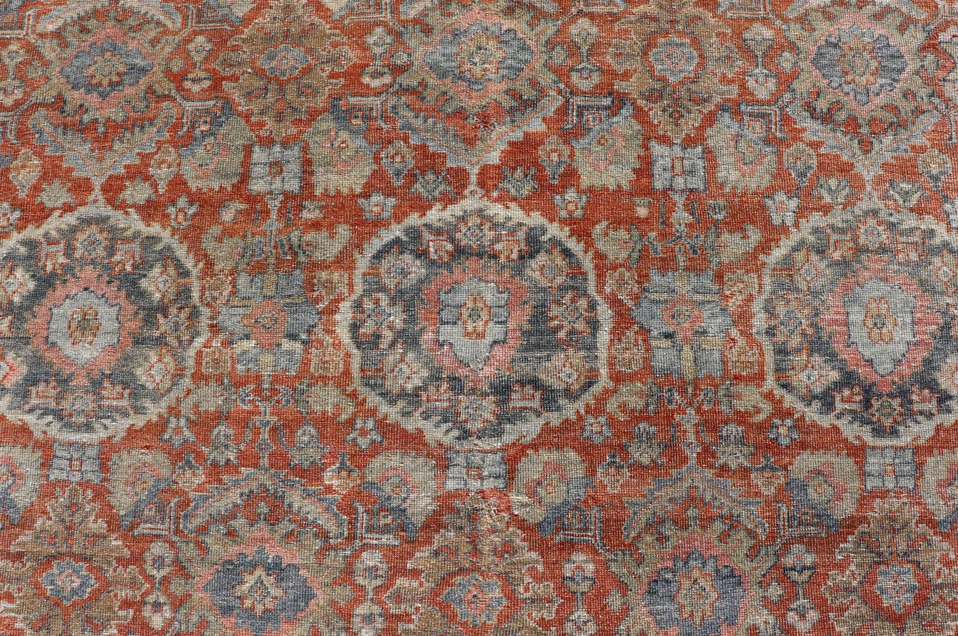 Measures: 10'2 x 13'0 Antique Persian Colorful Sultanabad Mahal Rug with All Over Floral Design. Keivan Woven Arts; rug C - 0920, country of origin / type: Iran / Mahal, circa 1930. This 1930 colorful antique Persian Sultanabad Mahal rug displ... - Keivan Woven ArtsC - 0920 - 505Rug