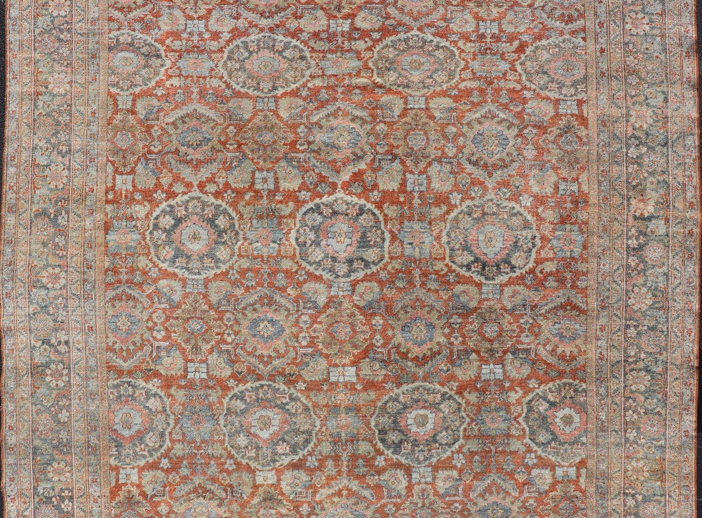 Measures: 10'2 x 13'0 Antique Persian Colorful Sultanabad Mahal Rug with All Over Floral Design. Keivan Woven Arts; rug C - 0920, country of origin / type: Iran / Mahal, circa 1930. This 1930 colorful antique Persian Sultanabad Mahal rug displ... - Keivan Woven ArtsC - 0920 - 505Rug