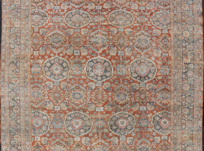 Measures: 10'2 x 13'0 Antique Persian Colorful Sultanabad Mahal Rug with All Over Floral Design. Keivan Woven Arts; rug C - 0920, country of origin / type: Iran / Mahal, circa 1930. This 1930 colorful antique Persian Sultanabad Mahal rug displ... - Keivan Woven ArtsC - 0920 - 505Rug