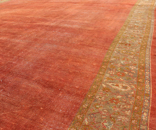 Antique Sultanabad Carpet with Open Red Field and Yellow - Green Floral Border This exquisite antique Sultanabad carpet beautifully illustrates the stunning Persian workmanship of the early 20th Century. The open red field is surrounded by a broad... - Keivan Woven ArtsC - 1006 - 2346Rug
