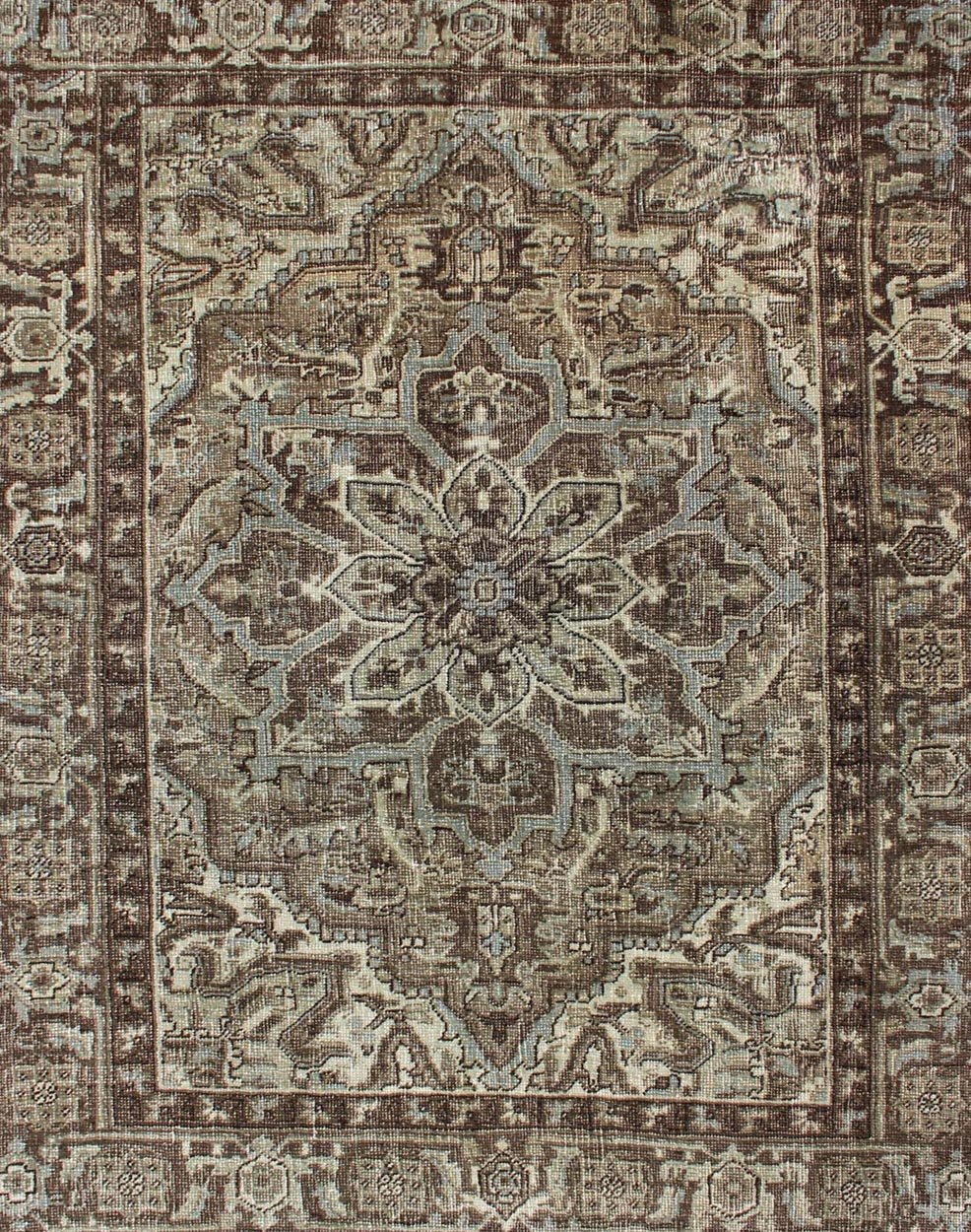 Vintage Persian Heriz Rug with Medallion Design in Brown Tones Midcentury Persian carpet with layered Medallion and Motifs, rug ca - 1171, country of origin / type: Iran / Heriz, circa mid - 20th century This vintage Persian Heriz rug feature... - Keivan Woven ArtsCA - 1171 - 1304Rug