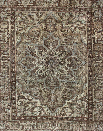 Vintage Persian Heriz Rug with Medallion Design in Brown Tones Midcentury Persian carpet with layered Medallion and Motifs, rug ca - 1171, country of origin / type: Iran / Heriz, circa mid - 20th century This vintage Persian Heriz rug feature... - Keivan Woven ArtsCA - 1171 - 1304Rug