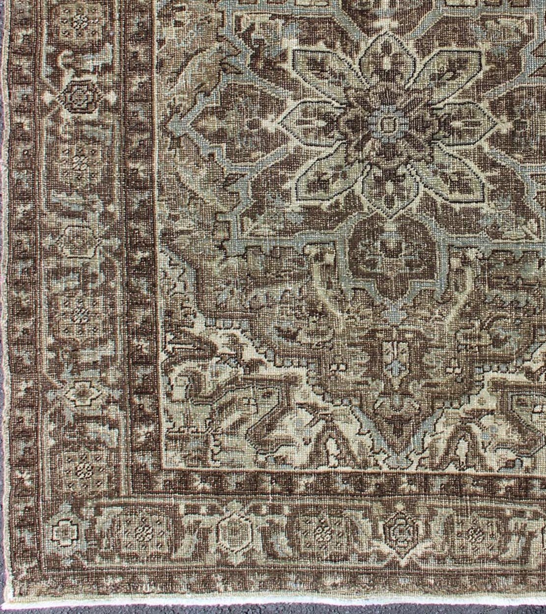 Vintage Persian Heriz Rug with Medallion Design in Brown Tones Midcentury Persian carpet with layered Medallion and Motifs, rug ca - 1171, country of origin / type: Iran / Heriz, circa mid - 20th century This vintage Persian Heriz rug feature... - Keivan Woven ArtsCA - 1171 - 1304Rug
