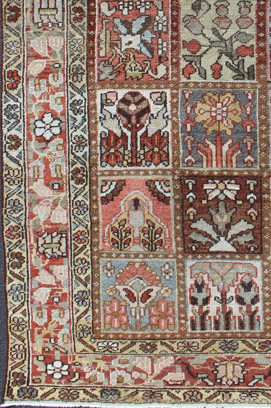 Vintage Bakhtiari Rug with Garden Design Persian vintage carpet with colorful garden images, rug ca - 2779, country of origin / type: Iran / Bakhtiari, circa mid - 20th century This vintage Bakhtiari rug from mid - 20th century Persia features ... - Keivan Woven ArtsCA - 2779 - 1247Rug