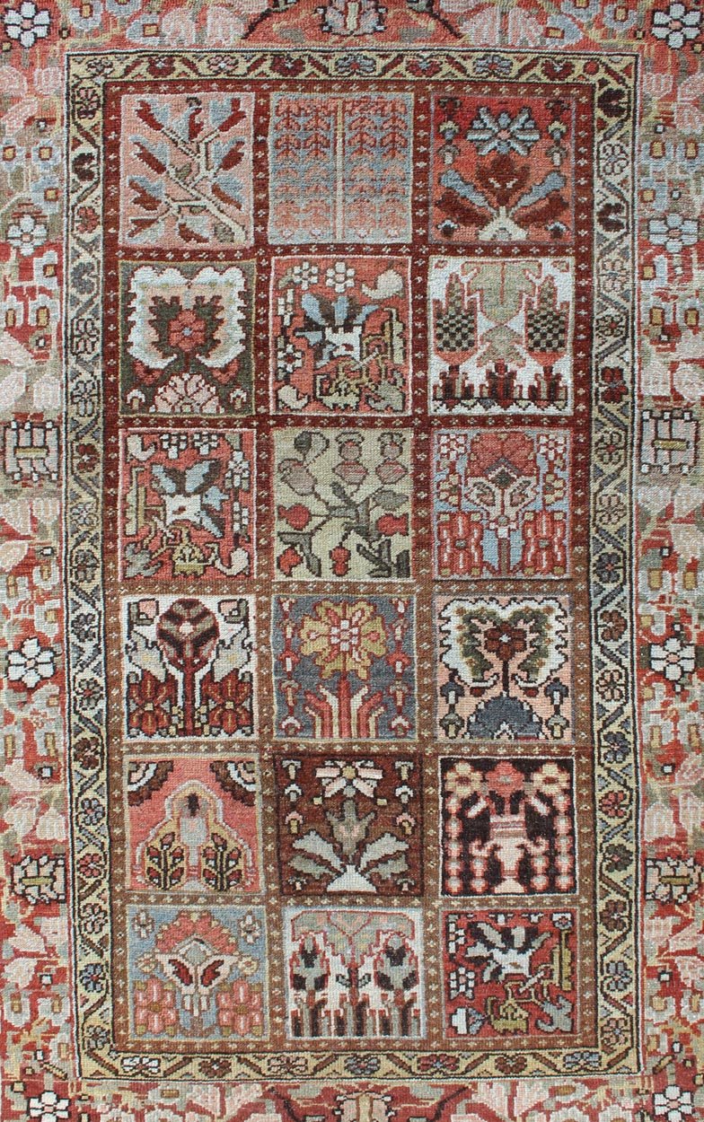 Vintage Bakhtiari Rug with Garden Design Persian vintage carpet with colorful garden images, rug ca - 2779, country of origin / type: Iran / Bakhtiari, circa mid - 20th century This vintage Bakhtiari rug from mid - 20th century Persia features ... - Keivan Woven ArtsCA - 2779 - 1247Rug