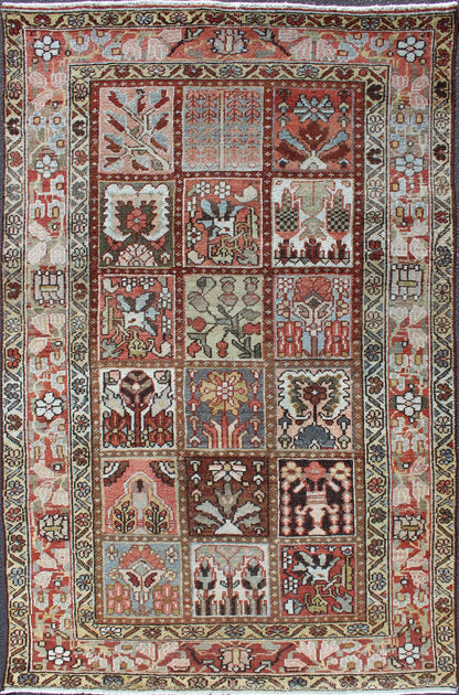 Vintage Bakhtiari Rug with Garden Design Persian vintage carpet with colorful garden images, rug ca - 2779, country of origin / type: Iran / Bakhtiari, circa mid - 20th century This vintage Bakhtiari rug from mid - 20th century Persia features ... - Keivan Woven ArtsCA - 2779 - 1247Rug