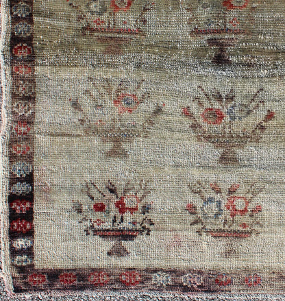 Mid - Century Turkish Oushak Rug with All - Over Flower Bouquet Pattern, rug ca - 98061, country of origin / type: Turkey / Oushak, circa mid - 20th century The design of this beautiful vintage Oushak rug from mid - 20th century Turkey is enhanced by its ... - Keivan Woven ArtsCA - 98061 - 1088Rug