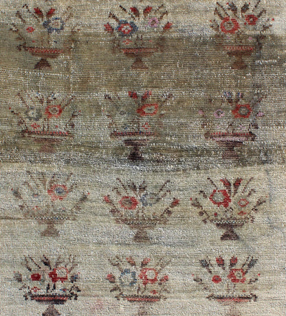 Mid - Century Turkish Oushak Rug with All - Over Flower Bouquet Pattern, rug ca - 98061, country of origin / type: Turkey / Oushak, circa mid - 20th century The design of this beautiful vintage Oushak rug from mid - 20th century Turkey is enhanced by its ... - Keivan Woven ArtsCA - 98061 - 1088Rug