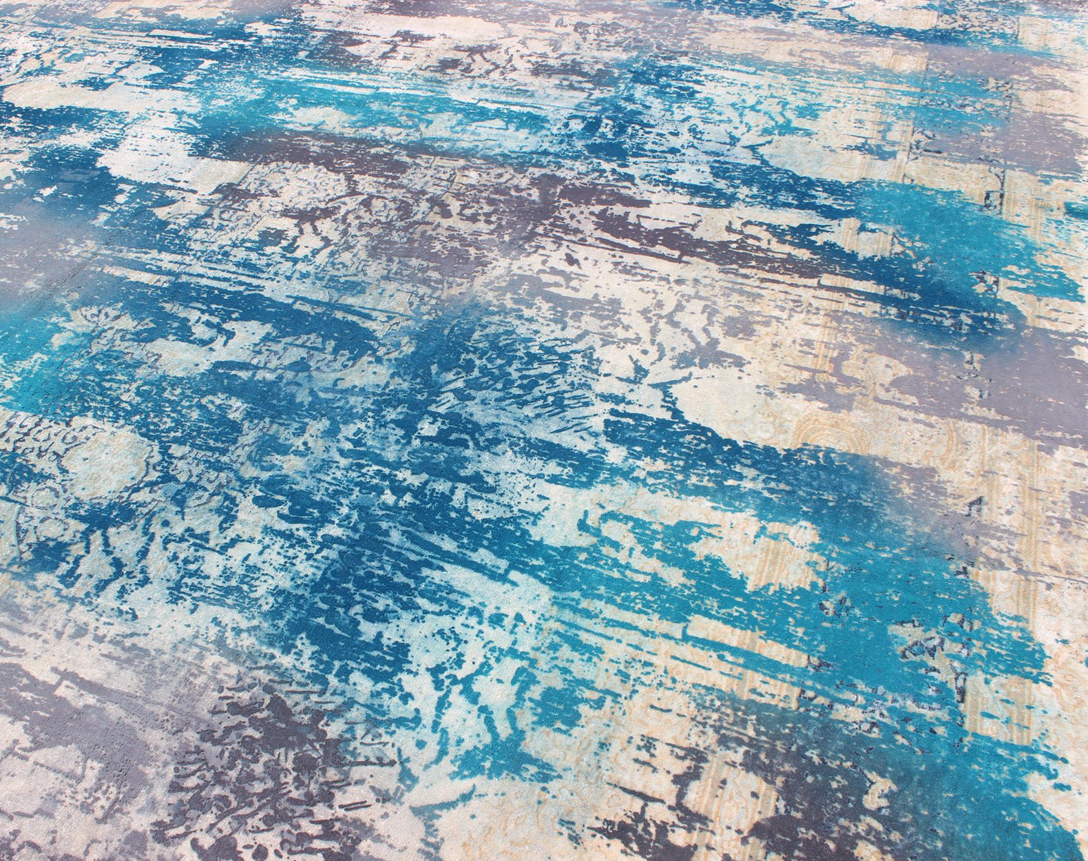 Vintage Rug in Modern Design in Shades of Blu, Gray, and Ivory This Persian carpet with a classical composition has been overdyed in blue, gray, and charcoal. With both Classic and contemporary characteristics, this beautiful carpet could perfec... - Keivan Woven ArtsCN - 508 - 253