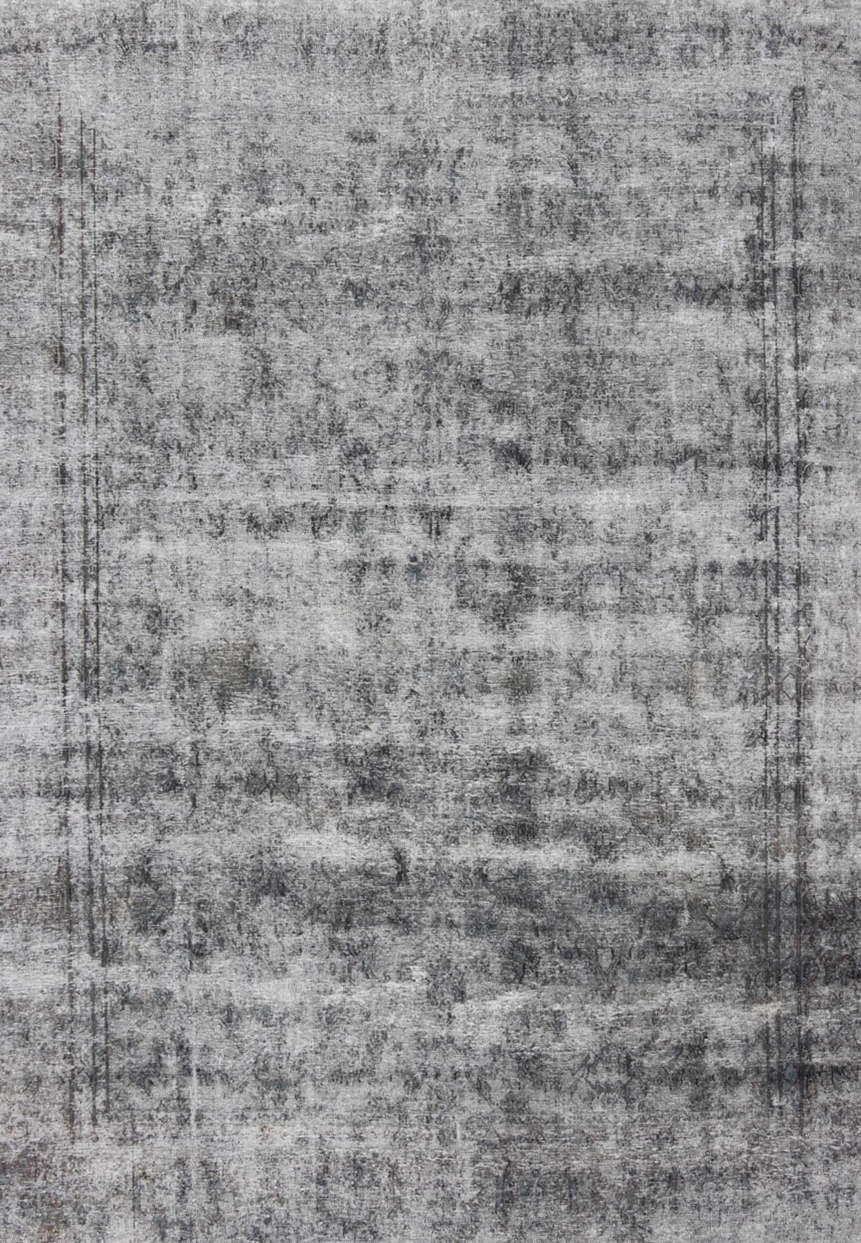 Distressed Vintage Persian Rug with a Modern Design Distressed Vintage Persian Rug with a Modern Design in Gray background and highlights of midnight blue. Measures: 9'4 x 12'6 - Keivan Woven ArtsCRV - 10046449 - 10492Rug