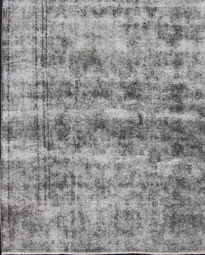 Distressed Vintage Persian Rug with a Modern Design Distressed Vintage Persian Rug with a Modern Design in Gray background and highlights of midnight blue. Measures: 9'4 x 12'6 - Keivan Woven ArtsCRV - 10046449 - 10492Rug