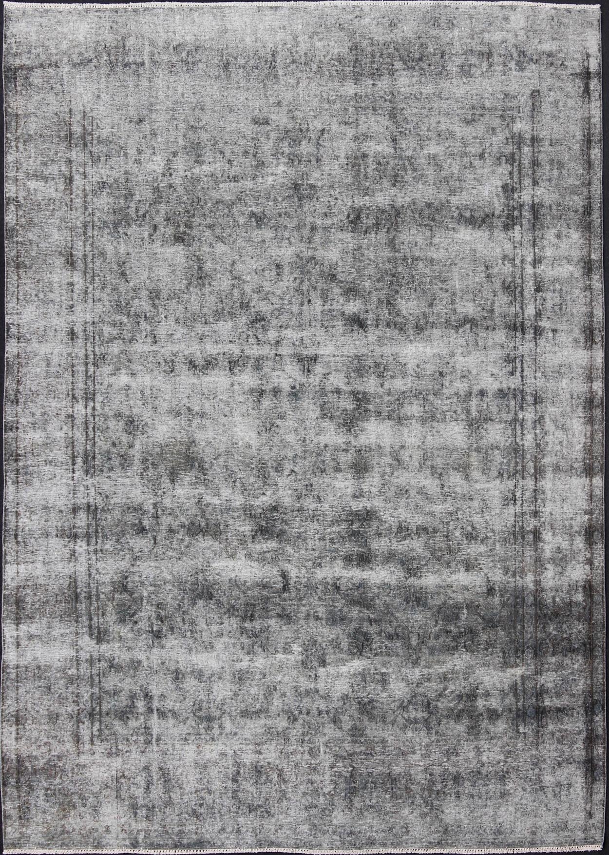 Distressed Vintage Persian Rug with a Modern Design Distressed Vintage Persian Rug with a Modern Design in Gray background and highlights of midnight blue. Measures: 9'4 x 12'6 - Keivan Woven ArtsCRV - 10046449 - 10492Rug