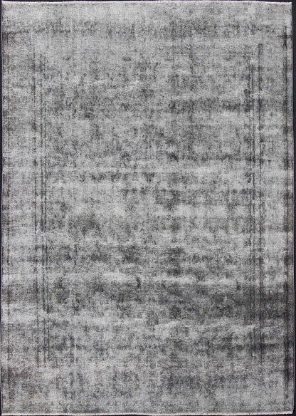 Distressed Vintage Persian Rug with a Modern Design Distressed Vintage Persian Rug with a Modern Design in Gray background and highlights of midnight blue. Measures: 9'4 x 12'6 - Keivan Woven ArtsCRV - 10046449 - 10492Rug