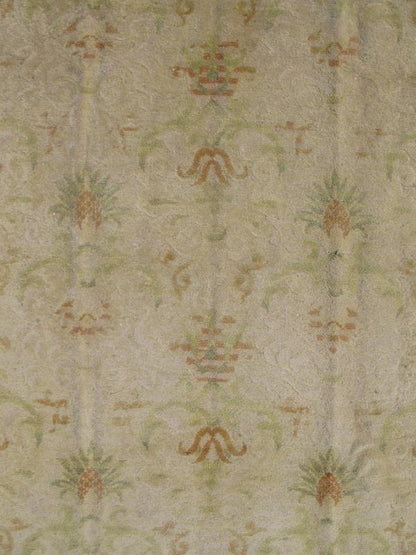 Antique Spanish Rug With Floral Yellow - Green, Light Brown, Acid Green and Ivory. Keivan Woven Arts - Elegant Antique Spanish rug with floral design in Light Brown, Acid Green, yellow green and white. Rug D - 0504, country of origin / type: Spain / Art... - Keivan Woven ArtsD - 0504 - 894Rug