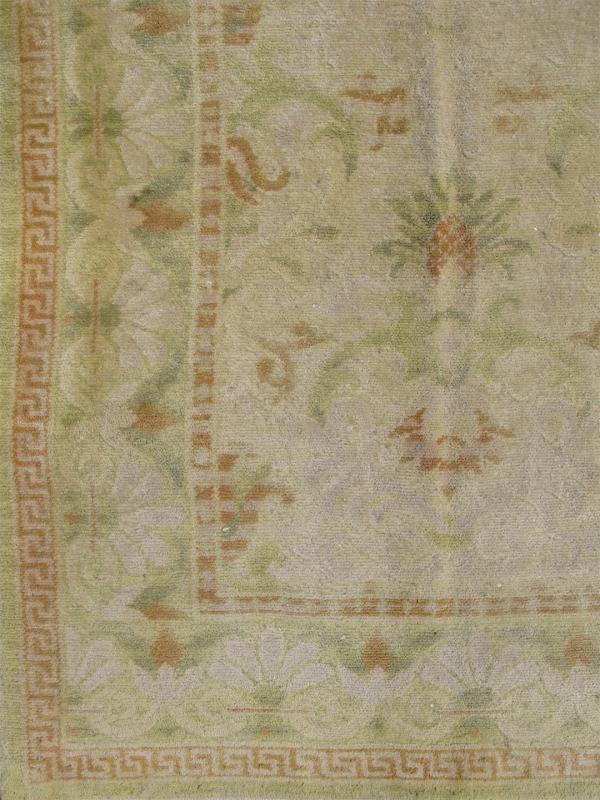 Antique Spanish Rug With Floral Yellow - Green, Light Brown, Acid Green and Ivory. Keivan Woven Arts - Elegant Antique Spanish rug with floral design in Light Brown, Acid Green, yellow green and white. Rug D - 0504, country of origin / type: Spain / Art... - Keivan Woven ArtsD - 0504 - 894Rug
