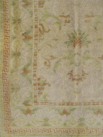 Antique Spanish Rug With Floral Yellow - Green, Light Brown, Acid Green and Ivory. Keivan Woven Arts - Elegant Antique Spanish rug with floral design in Light Brown, Acid Green, yellow green and white. Rug D - 0504, country of origin / type: Spain / Art... - Keivan Woven ArtsD - 0504 - 894Rug