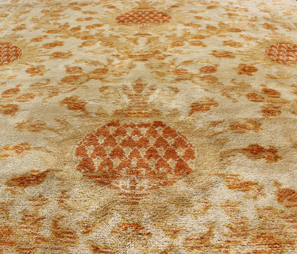 Antique Spanish European Carpet with Pineapple Design in Gold, Cream & Tangerine. Keivan Woven Arts / rug /D - 0506, country of origin / type: Spain / Spanish carpet, circa Early - 20th century Measures: 9' x 12' This unique Spanish carpet, w... - Keivan Woven ArtsD - 0506 - 649Rug