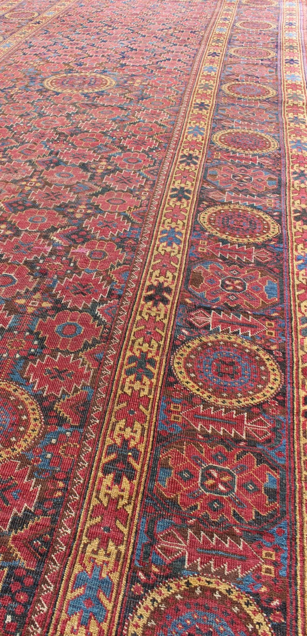 Rare 19th Century Antique Beshir Long Gallery Rug in Unique Colors. Keivan Woven Arts - Antique Beshir, Long Gallery Runner, rug/D - 0508 This impressive antique Beshir rug displays an all - over geometric pattern with intermingled circular medallions.... - Keivan Woven ArtsD - 0508 - 836Rug