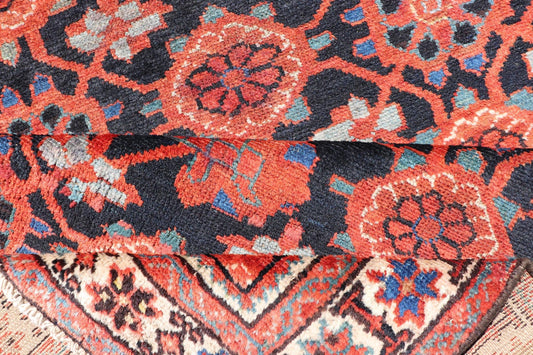 Antique Persian Malayer Runner With Reds and Oranges on a Navy Blue Background Antique Malayer runner from Persia with floral all - over design. Keivan Woven Arts / rug D - 0510, country of origin / type: Iran / Malayer, circa 1920. This anti... - Keivan Woven ArtsD - 0510 - 267Rug