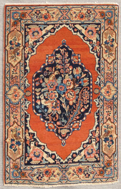 Antique Hand Knotted Persian Fine Tabriz Rug With Ornate Floral Design in Burnt Orange kwarugs Small antique Persian Tabriz rug, very finely woven, with ornate floral design in burnt orange, Keivan Woven Arts / rug d - 0531, country of origin / ty... - Keivan Woven ArtsD - 0531 - 2296