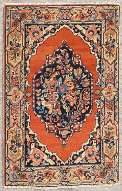 Antique Hand Knotted Persian Fine Tabriz Rug With Ornate Floral Design in Burnt Orange kwarugs Small antique Persian Tabriz rug, very finely woven, with ornate floral design in burnt orange, Keivan Woven Arts / rug d - 0531, country of origin / ty... - Keivan Woven ArtsD - 0531 - 2296Rug