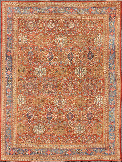 Late 19th Century Antique Sultanabad Persian Rug in Red and Light Blue, rug d - 0535, country of origin / type: Iran / Sultanabad, circa 1900 This magnificent antique Persian Sultanabad from the late 19th Century bears an exquisite design rendered... - Keivan Woven ArtsD - 0535 - 397Rug