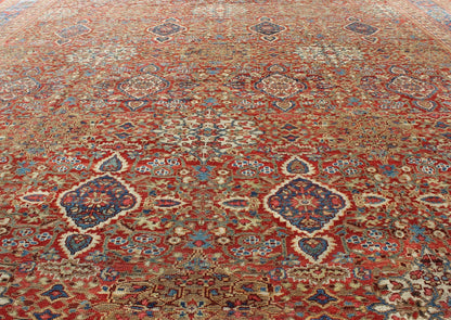 Late 19th Century Antique Sultanabad Persian Rug in Red and Light Blue, rug d - 0535, country of origin / type: Iran / Sultanabad, circa 1900 This magnificent antique Persian Sultanabad from the late 19th Century bears an exquisite design rendered... - Keivan Woven ArtsD - 0535 - 397Rug