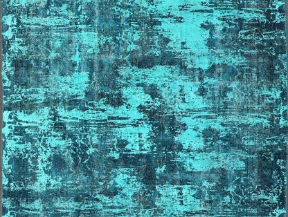 Luxurious Modern Design Vintage Rug in Shades of Blue, Turquoise, Teal and Green. Shades of Turquoise, blue, teal and green modern design vintage rug, Rug/ D - 0604 Type/ Modern This vintage rug is one - of - a - kind with a distressed finish tha... - Keivan Woven ArtsD - 0604 - 746Rug