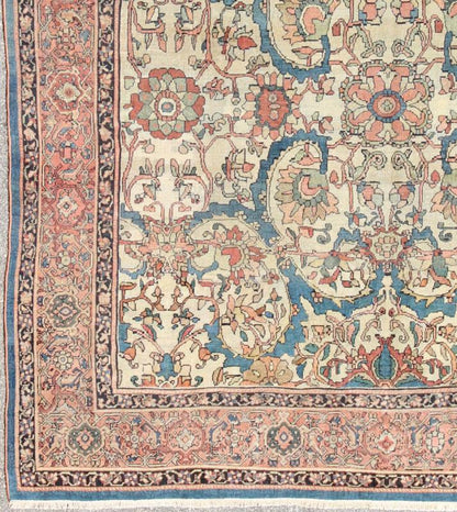 Antique Persian Sultanabad Rug with Ivory Background This exemplary antique Sultanabad rug features a large - scale design comprised of palmettes and stylized flowers. The gorgeous piece is characterized by a rare color combination: An ivory field... - Keivan Woven ArtsD - 0702 - 3011Rug