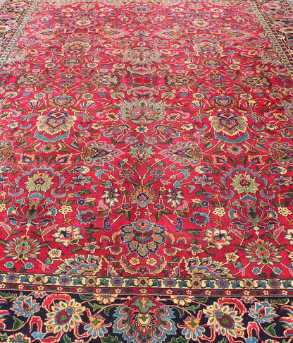 Antique Indian Agra Carpet with Raspberry Color and fine Shinny Wool and multi colors, accent green. Keivan Woven Arts / D - 1010, circa 1920, Agra carpet. Indian Rug / Early 20th Century. Measures: 9'10 x 14'4. This antique Indian Agra bears an i... - Keivan Woven ArtsD - 1010 - 469Rug