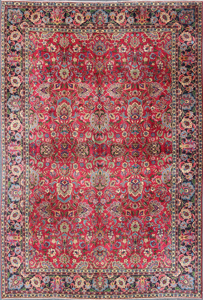 Antique Indian Agra Carpet with Raspberry Color and fine Shinny Wool and multi colors, accent green. Keivan Woven Arts / D - 1010, circa 1920, Agra carpet. Indian Rug / Early 20th Century. Measures: 9'10 x 14'4. This antique Indian Agra bears an i... - Keivan Woven ArtsD - 1010 - 469Rug