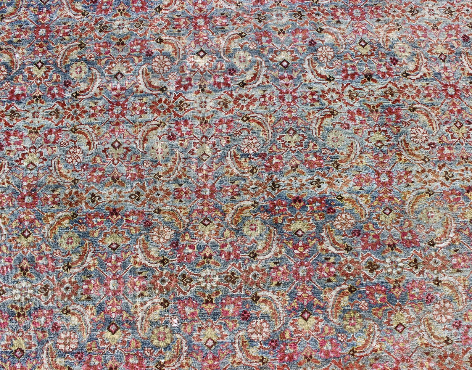 Large Antique Persian Tabriz Rug with All Over Herati Design in Blue tones and Gold. Large Antique Persian Tabriz rug with all - over Herati design. Keivan Woven Arts/ rug/ DAN - 1700, country of origin / type: Iran / Tabriz, circa 1910 Measu... - Keivan Woven ArtsDAN - 1700 - 8777Rug