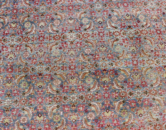Large Antique Persian Tabriz Rug with All Over Herati Design in Blue tones and Gold. Large Antique Persian Tabriz rug with all - over Herati design. Keivan Woven Arts/ rug/ DAN - 1700, country of origin / type: Iran / Tabriz, circa 1910 Measu... - Keivan Woven ArtsDAN - 1700 - 8777Rug