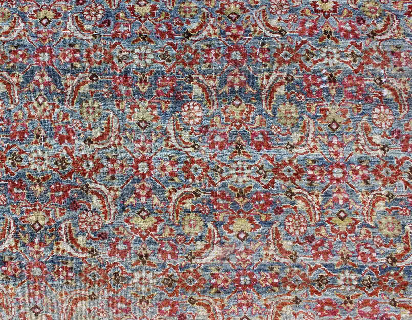 Large Antique Persian Tabriz Rug with All Over Herati Design in Blue tones and Gold. Large Antique Persian Tabriz rug with all - over Herati design. Keivan Woven Arts/ rug/ DAN - 1700, country of origin / type: Iran / Tabriz, circa 1910 Measu... - Keivan Woven ArtsDAN - 1700 - 8777Rug