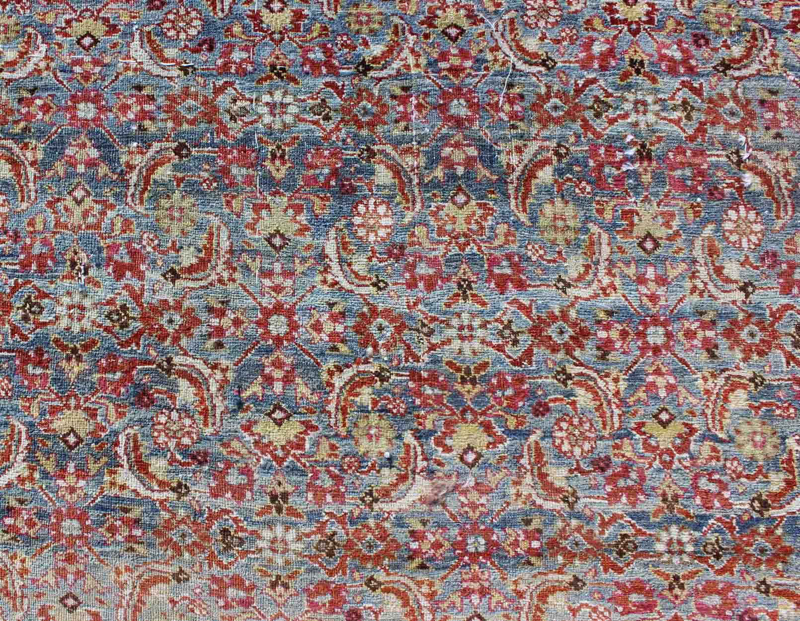 Large Antique Persian Tabriz Rug with All Over Herati Design in Blue tones and Gold. Large Antique Persian Tabriz rug with all - over Herati design. Keivan Woven Arts/ rug/ DAN - 1700, country of origin / type: Iran / Tabriz, circa 1910 Measu... - Keivan Woven ArtsDAN - 1700 - 8777Rug
