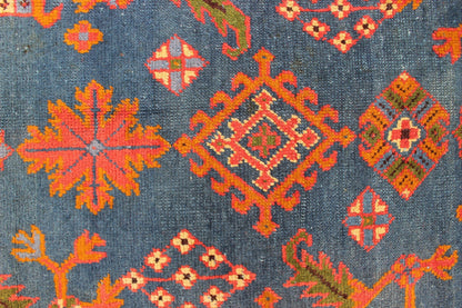 Antique Turkish Oushak Rug in Vibrant Blue, Red, Green with All over Geometric Design, kwarugs DAN - A19889. Colorful Oushak in vibrant colors. This Antique Turkish Oushak Rug showcases an all over geometric sunburst design with vibrant colors such a... - Keivan Woven ArtsDAN - A19889 - 7097Rug