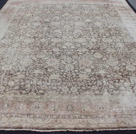 Antique Turkish Oushak Rug with All - Over Floral Design in Earth Tones kwarugs Floral Oushak carpet from Turkey, Keivan Woven Arts / rug DAN - KEI - 1, country of origin / type: Turkey / Oushak, circa 1900 This Turkish Oushak rug features a va... - Keivan Woven ArtsDAN - KEI - 1 - 11793Rug