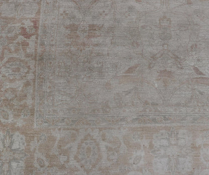Vintage Hand - Knotted Pakistani Sultanabad Rug in Wool with Floral Design This vintage Sultanabad rug has been hand - knotted in wool and features an all - over sub - geometric floral design rendered in red, ivory and cream tones. A complementary, mul... - Keivan Woven ArtsDSP - 101 - 2022 - 19646Rug