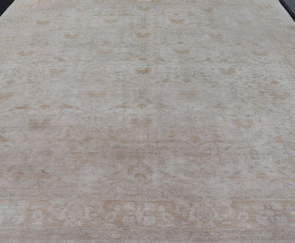 Vintage Hand - Knotted Pakistani Sultanabad Rug in Wool with Floral Design This vintage Sultanabad rug has been hand - knotted in wool and features an all - over sub - geometric floral design rendered in red, ivory and cream tones. A complementary, mul... - Keivan Woven ArtsDSP - 101 - 2022 - 19646Rug