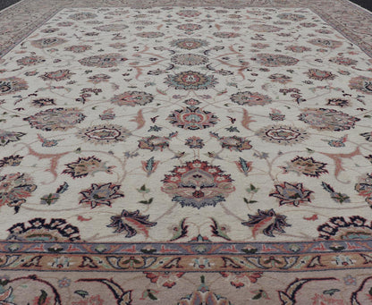 All - Over Floral Design Vintage Persian Tabriz Rug in Soft Colors on Ivory Field. Keivan Woven Arts / rug DSP - 2309, country of origin / type: Iran / Tabriz, circa 1960 Measures: 8'0 x 10'6 This vintage Persian Tabriz carpet (circa mid - 20th centur... - Keivan Woven ArtsDSP - 2309 - 24733Rug