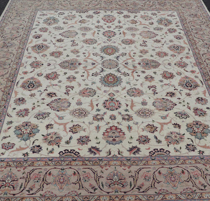 All - Over Floral Design Vintage Persian Tabriz Rug in Soft Colors on Ivory Field. Keivan Woven Arts / rug DSP - 2309, country of origin / type: Iran / Tabriz, circa 1960 Measures: 8'0 x 10'6 This vintage Persian Tabriz carpet (circa mid - 20th centur... - Keivan Woven ArtsDSP - 2309 - 24733Rug
