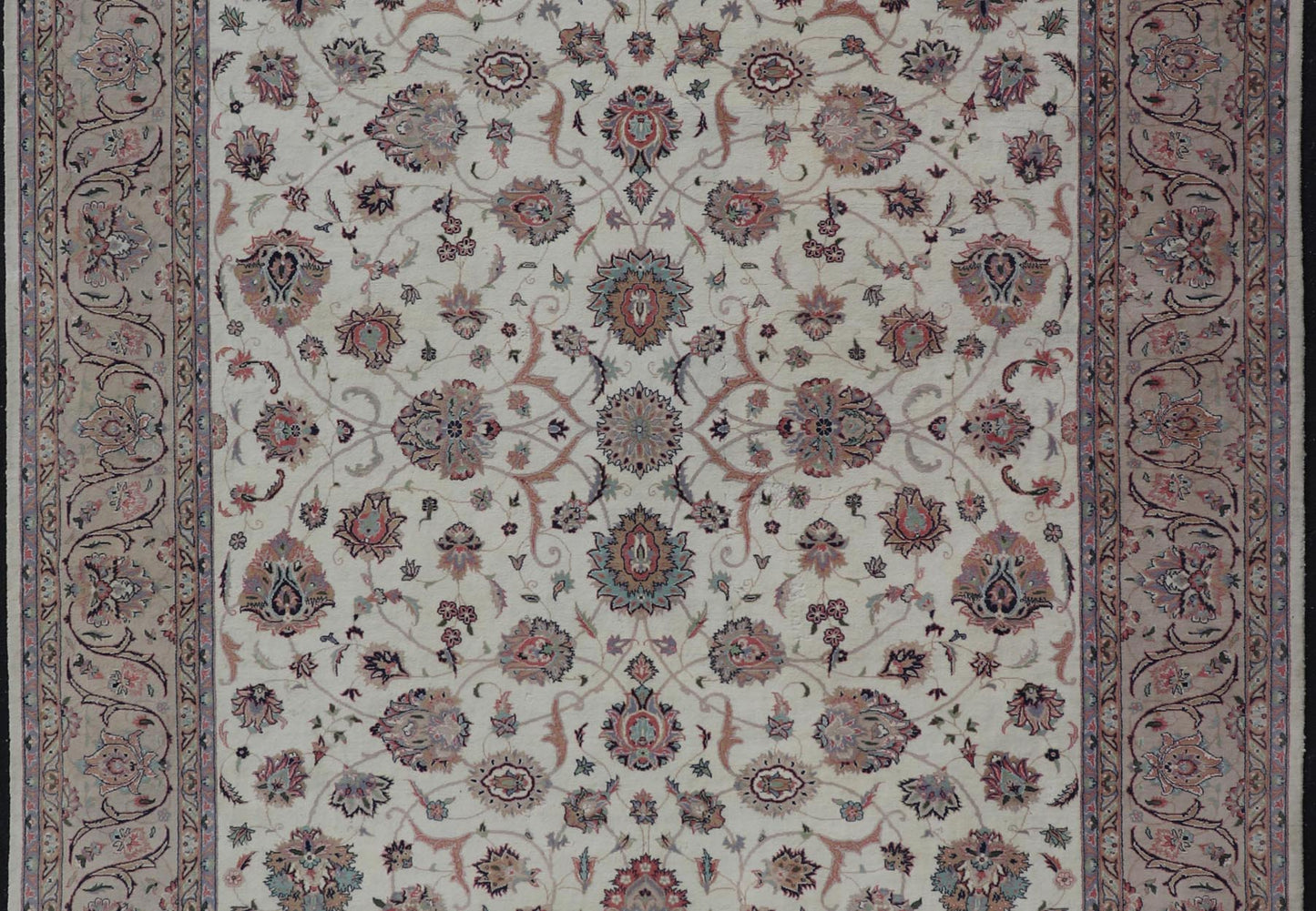 All - Over Floral Design Vintage Persian Tabriz Rug in Soft Colors on Ivory Field. Keivan Woven Arts / rug DSP - 2309, country of origin / type: Iran / Tabriz, circa 1960 Measures: 8'0 x 10'6 This vintage Persian Tabriz carpet (circa mid - 20th centur... - Keivan Woven ArtsDSP - 2309 - 24733Rug