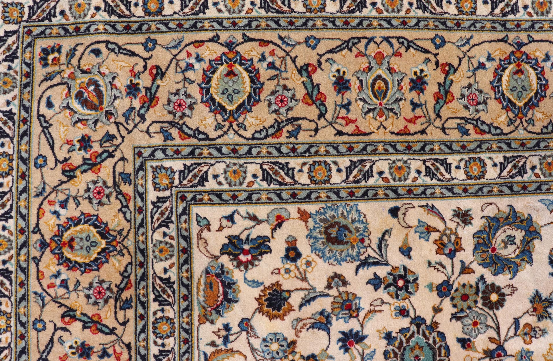 Measures: 7'3 x 11'1 Persian Fine Kashan by Keivan Woven Arts with Intricate Floral Motifs. Keivan Woven Arts/rug /DSP - 24021, country of origin / type: Iran / Kashan, circa 1940. Finely woven Persian Kashan filled with flowers, paisleys shr... - Keivan Woven ArtsDSP - 24021 - 26070