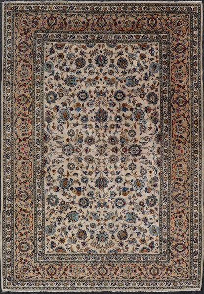 Measures: 7'3 x 11'1 Persian Fine Kashan by Keivan Woven Arts with Intricate Floral Motifs. Keivan Woven Arts/rug /DSP - 24021, country of origin / type: Iran / Kashan, circa 1940. Finely woven Persian Kashan filled with flowers, paisleys shr... - Keivan Woven ArtsDSP - 24021 - 26070