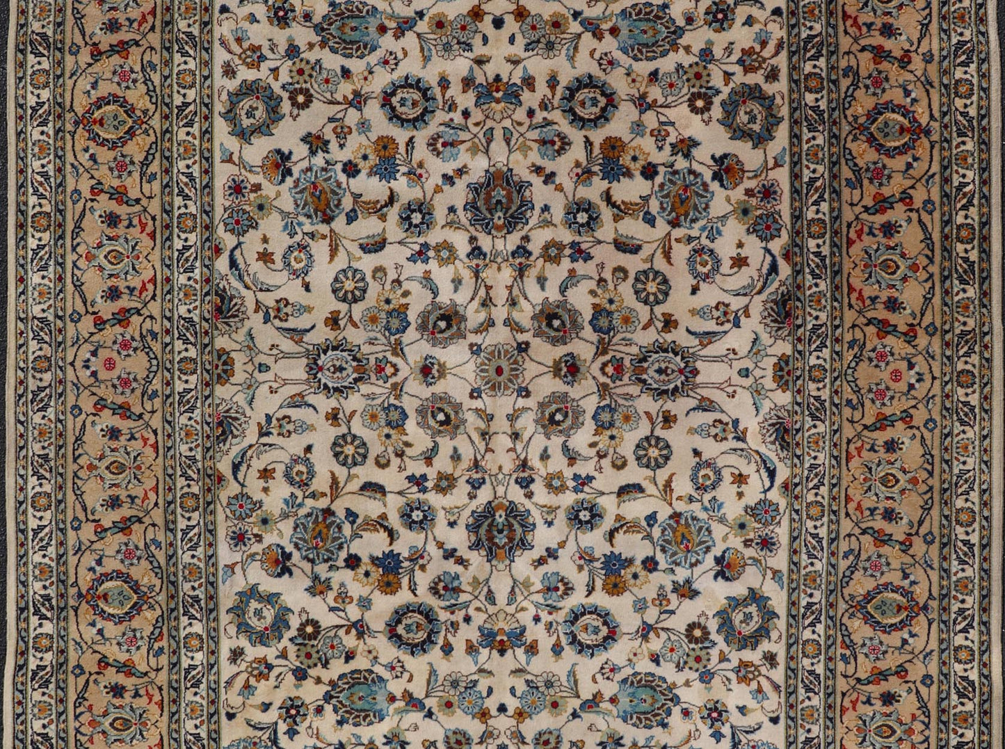 Measures: 7'3 x 11'1 Persian Fine Kashan by Keivan Woven Arts with Intricate Floral Motifs. Keivan Woven Arts/rug /DSP - 24021, country of origin / type: Iran / Kashan, circa 1940. Finely woven Persian Kashan filled with flowers, paisleys shr... - Keivan Woven ArtsDSP - 24021 - 26070