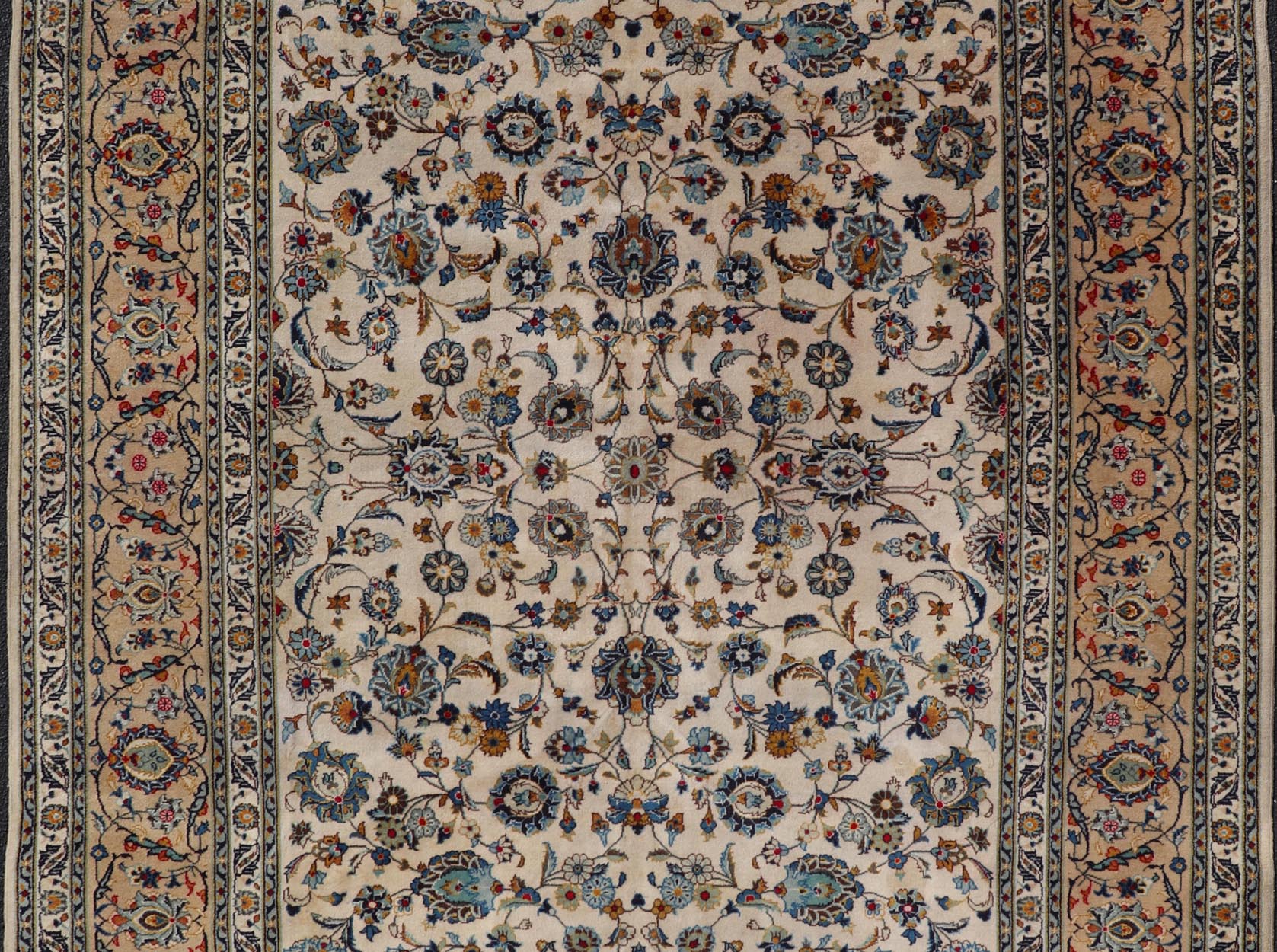 Measures: 7'3 x 11'1 Persian Fine Kashan by Keivan Woven Arts with Intricate Floral Motifs. Keivan Woven Arts/rug /DSP - 24021, country of origin / type: Iran / Kashan, circa 1940. Finely woven Persian Kashan filled with flowers, paisleys shr... - Keivan Woven ArtsDSP - 24021 - 26070