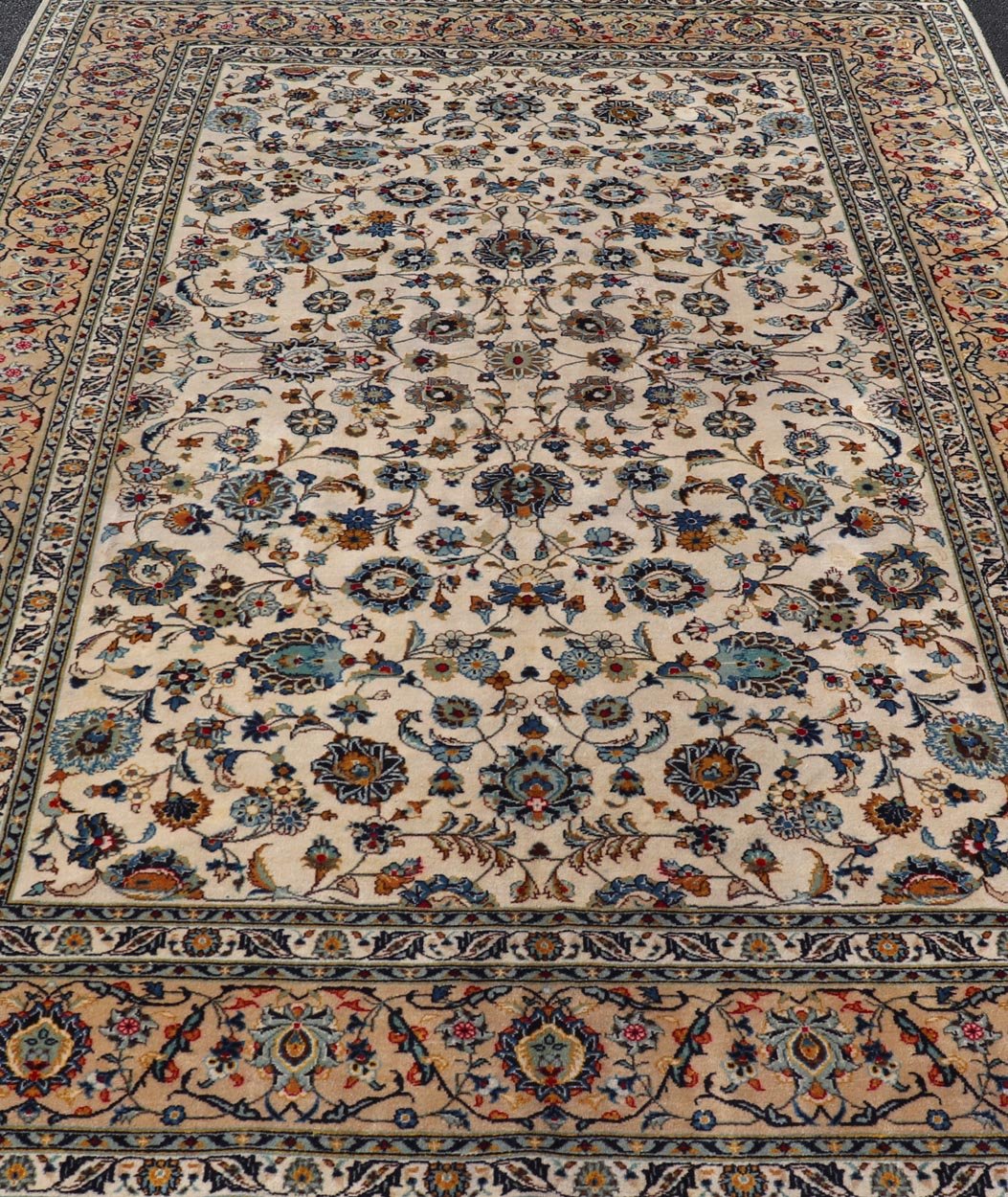 Measures: 7'3 x 11'1 Persian Fine Kashan by Keivan Woven Arts with Intricate Floral Motifs. Keivan Woven Arts/rug /DSP - 24021, country of origin / type: Iran / Kashan, circa 1940. Finely woven Persian Kashan filled with flowers, paisleys shr... - Keivan Woven ArtsDSP - 24021 - 26070